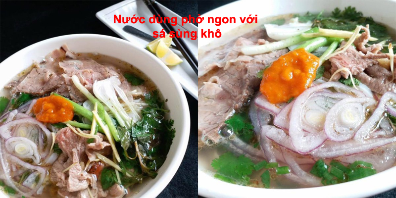 nấu phở với sá sùng khô